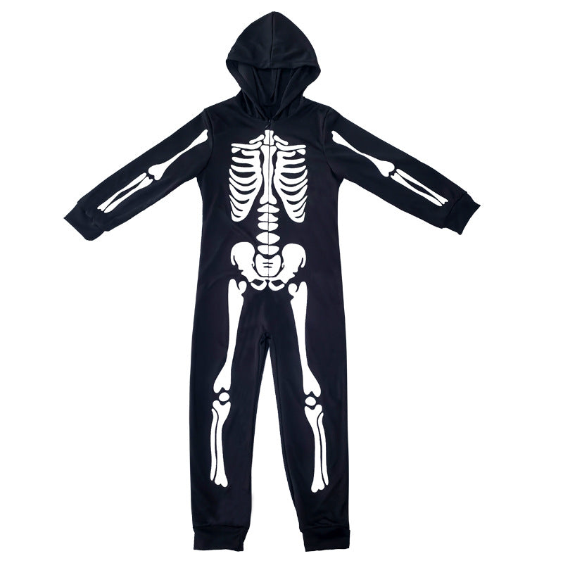 Déguisement Halloween enfant : squelette lumineux à capuche