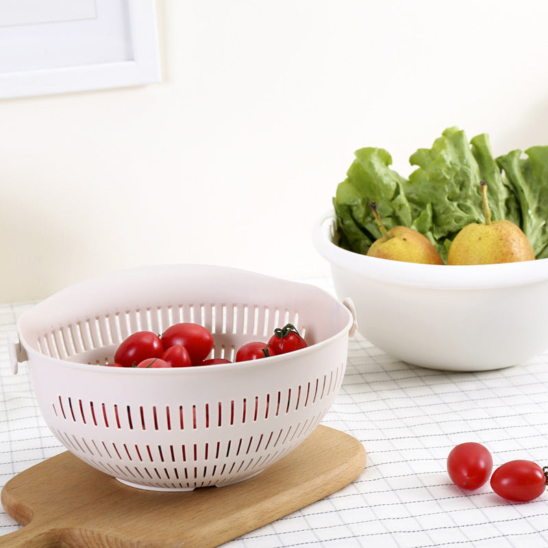 Panier égouttoir amovible à double couche pour fruits et légumes