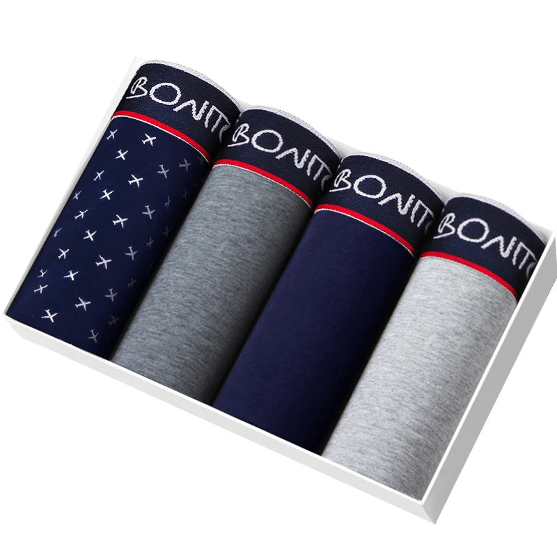 Lot de 4 boxers homme en coton et élasthanne