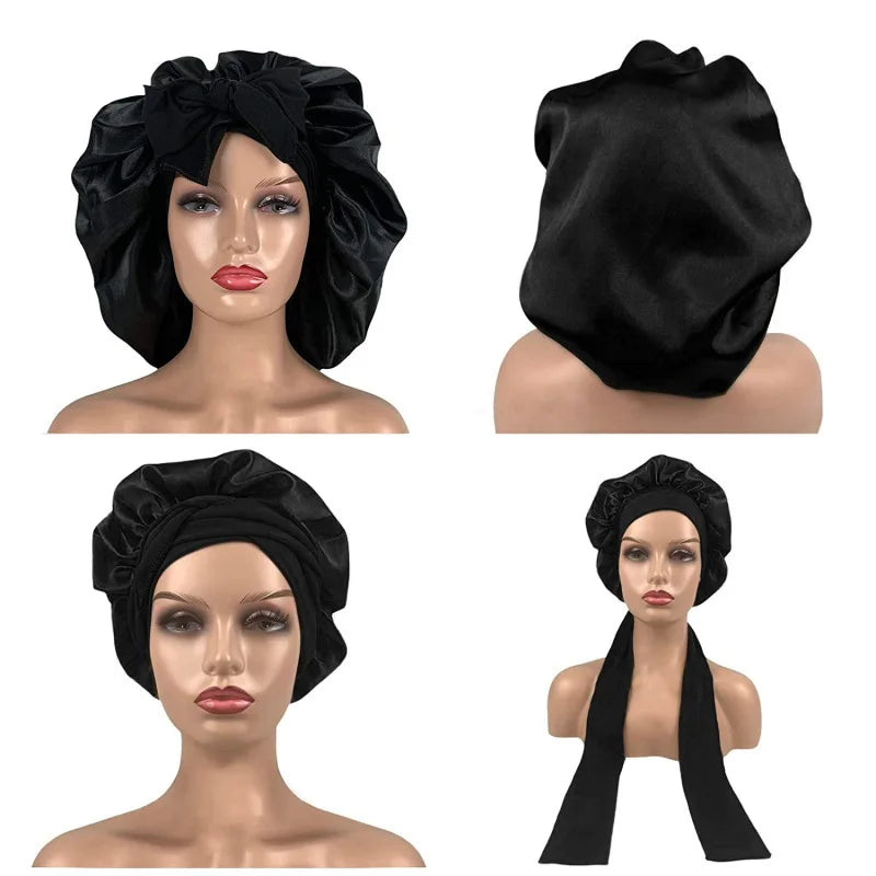 Bonnet de nuit en satin pour femme