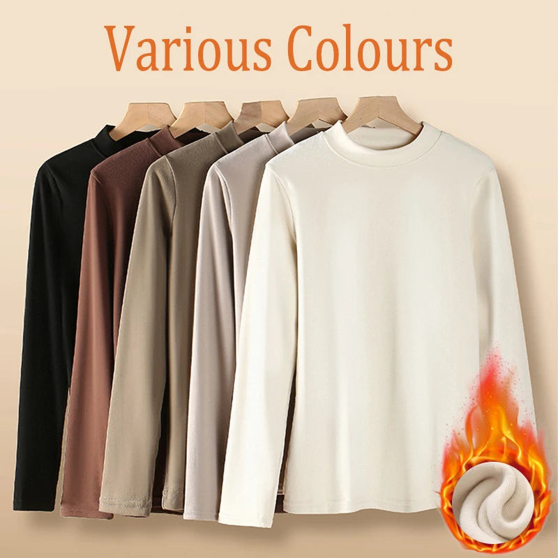 Haut thermique femme à col montant doublé polaire