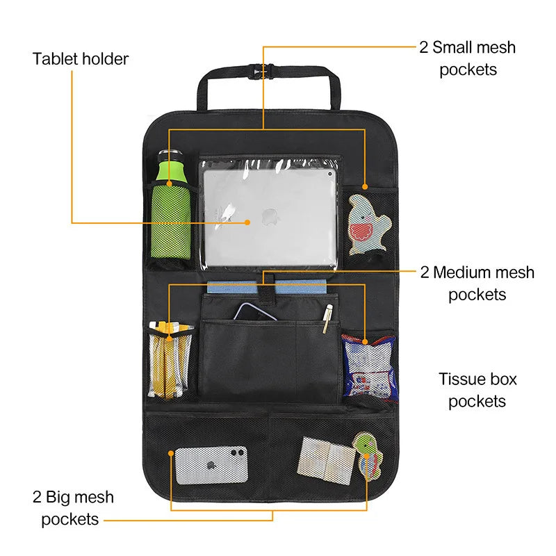 Nouveau organisateur universel de dossier de siège de voiture avec support de tablette d'écran tactile sac de rangement de siège arrière de voiture organisateur de siège de voiture multi-poches