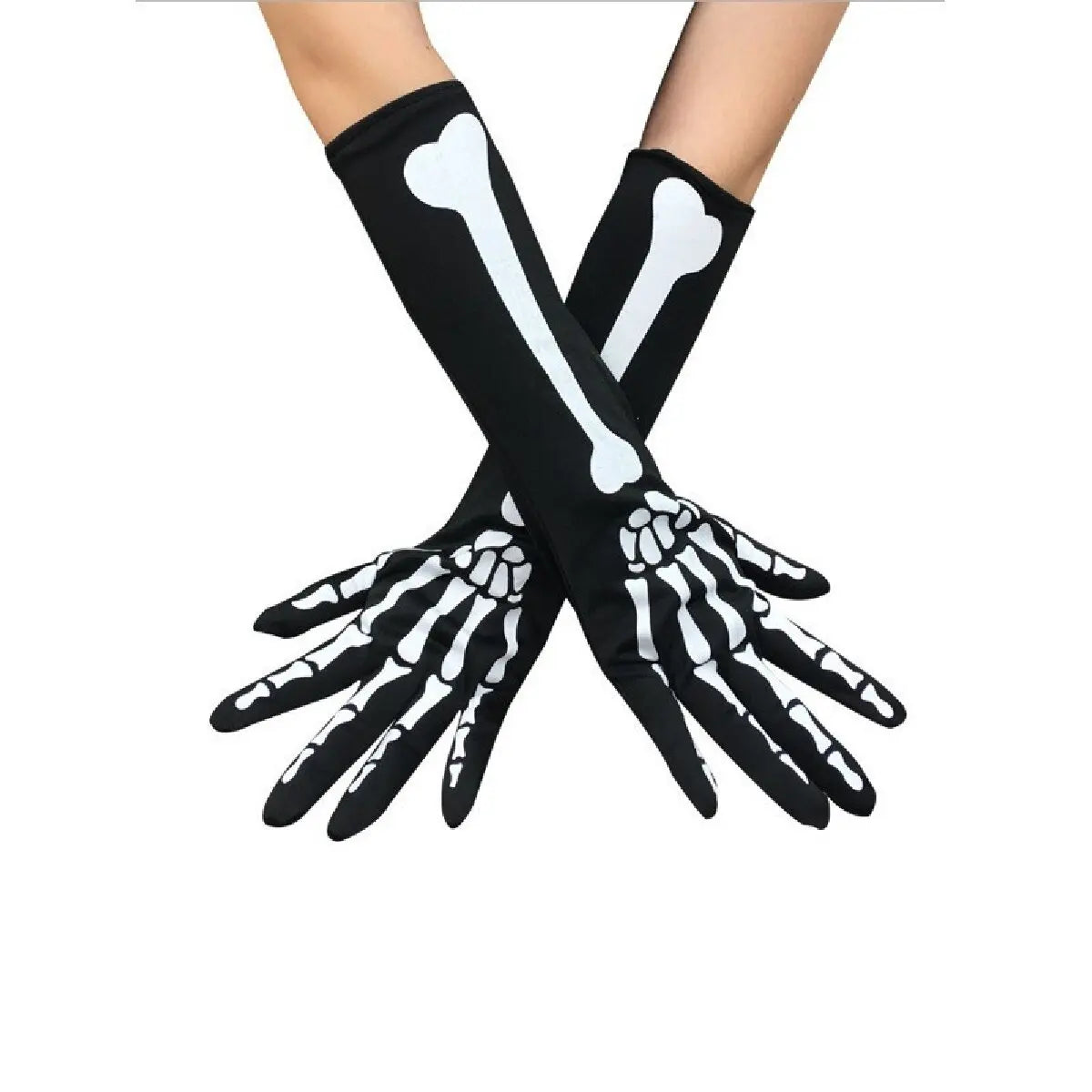 Gants longs squelette pour Halloween – 38 cm
