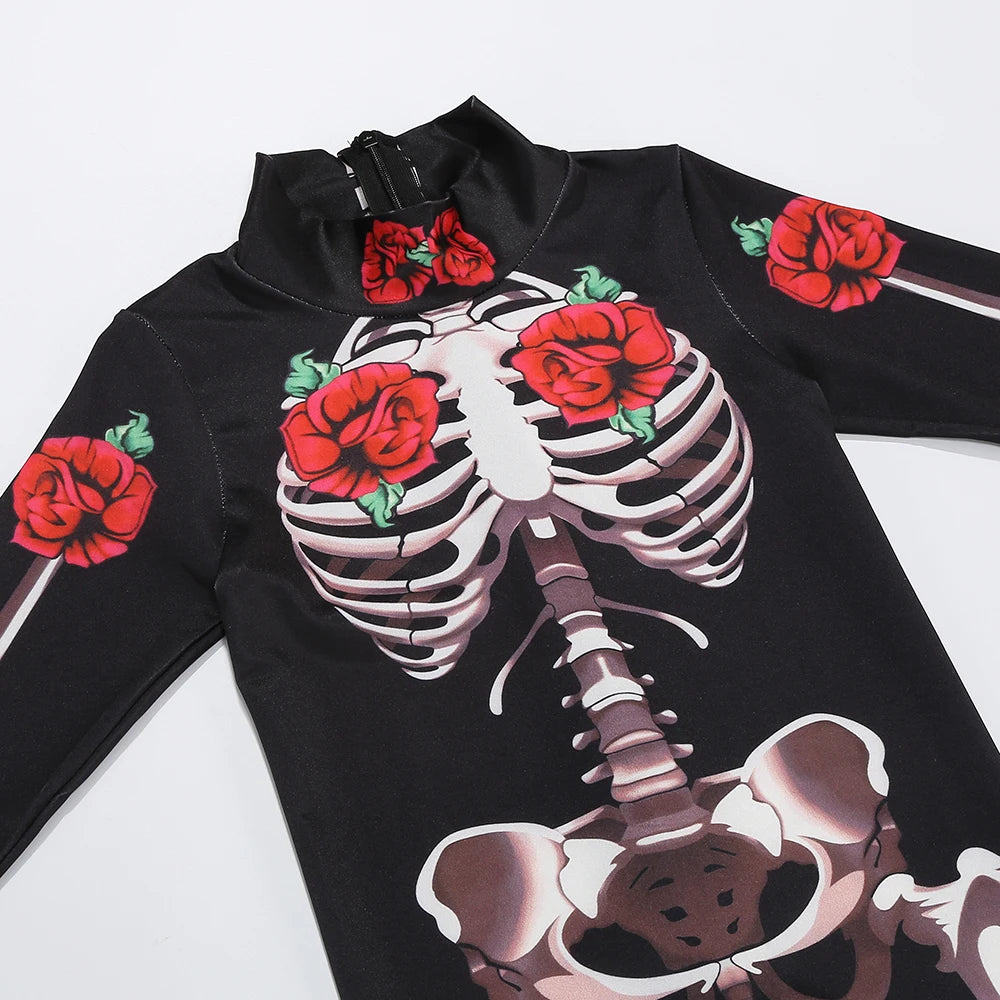 Combinaison squelette pour filles, costume de cosplay d'Halloween, combinaison gothique de mariée fantôme, vêtements de fête pour enfants