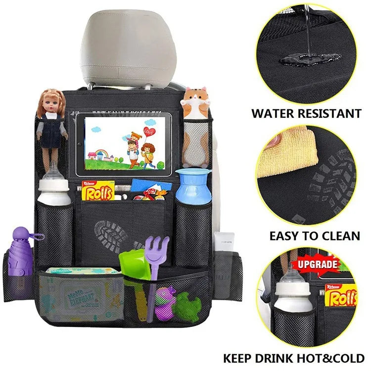 Nouveau organisateur universel de dossier de siège de voiture avec support de tablette d'écran tactile sac de rangement de siège arrière de voiture organisateur de siège de voiture multi-poches