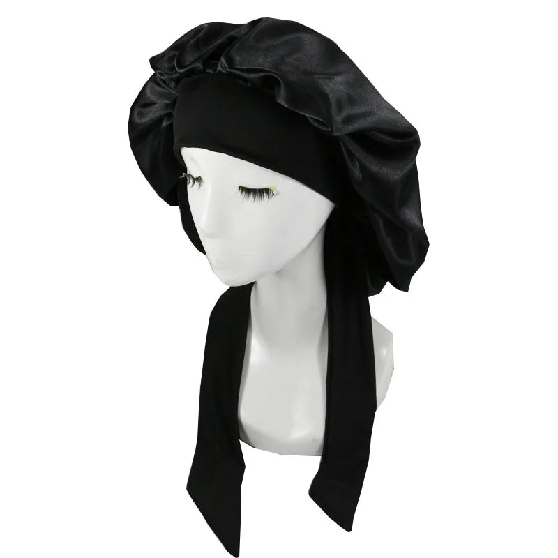 Bonnet de nuit en satin pour femme