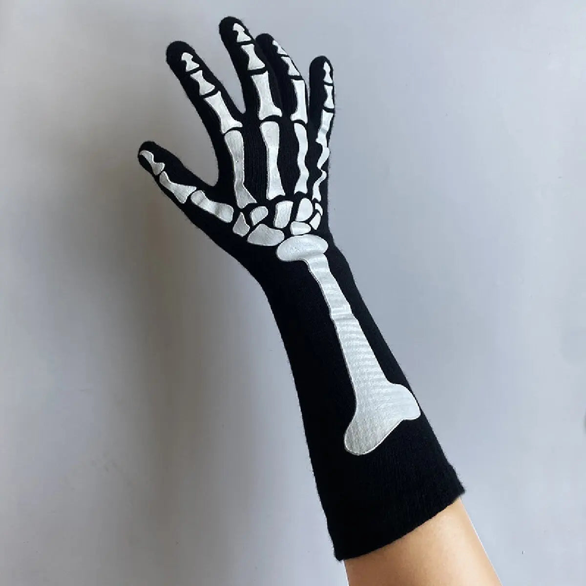 Gants longs squelette pour Halloween – 38 cm