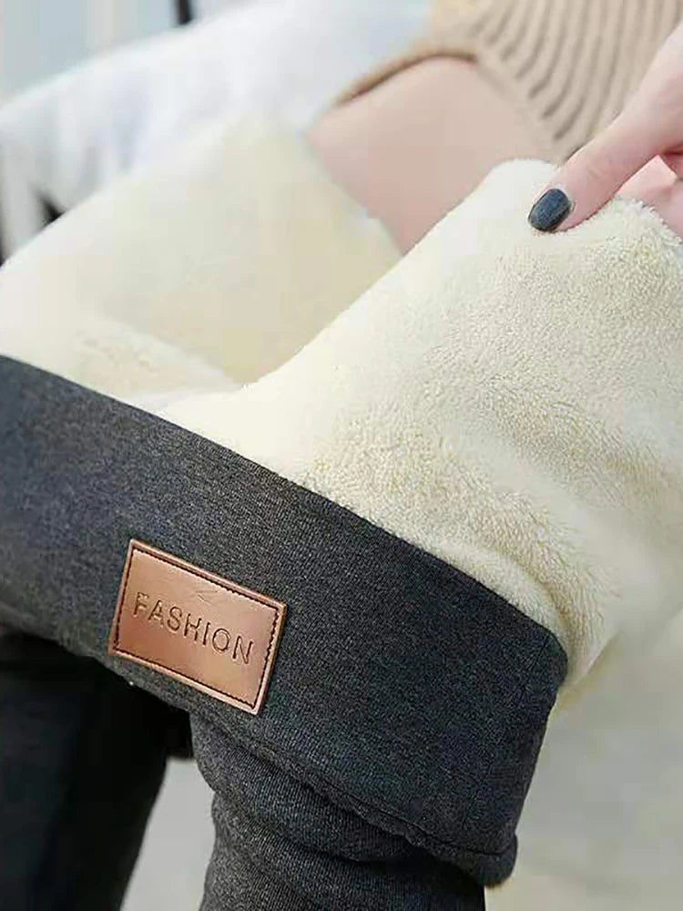 Legging taille haute sans couture avec sourire en agneau pour femme, optique, thermique, collants chauds, pantalon isolé, mode féminine, hiver,hiver vêtements femme hiver,collant polaire femme,vêtements hiver pour femm